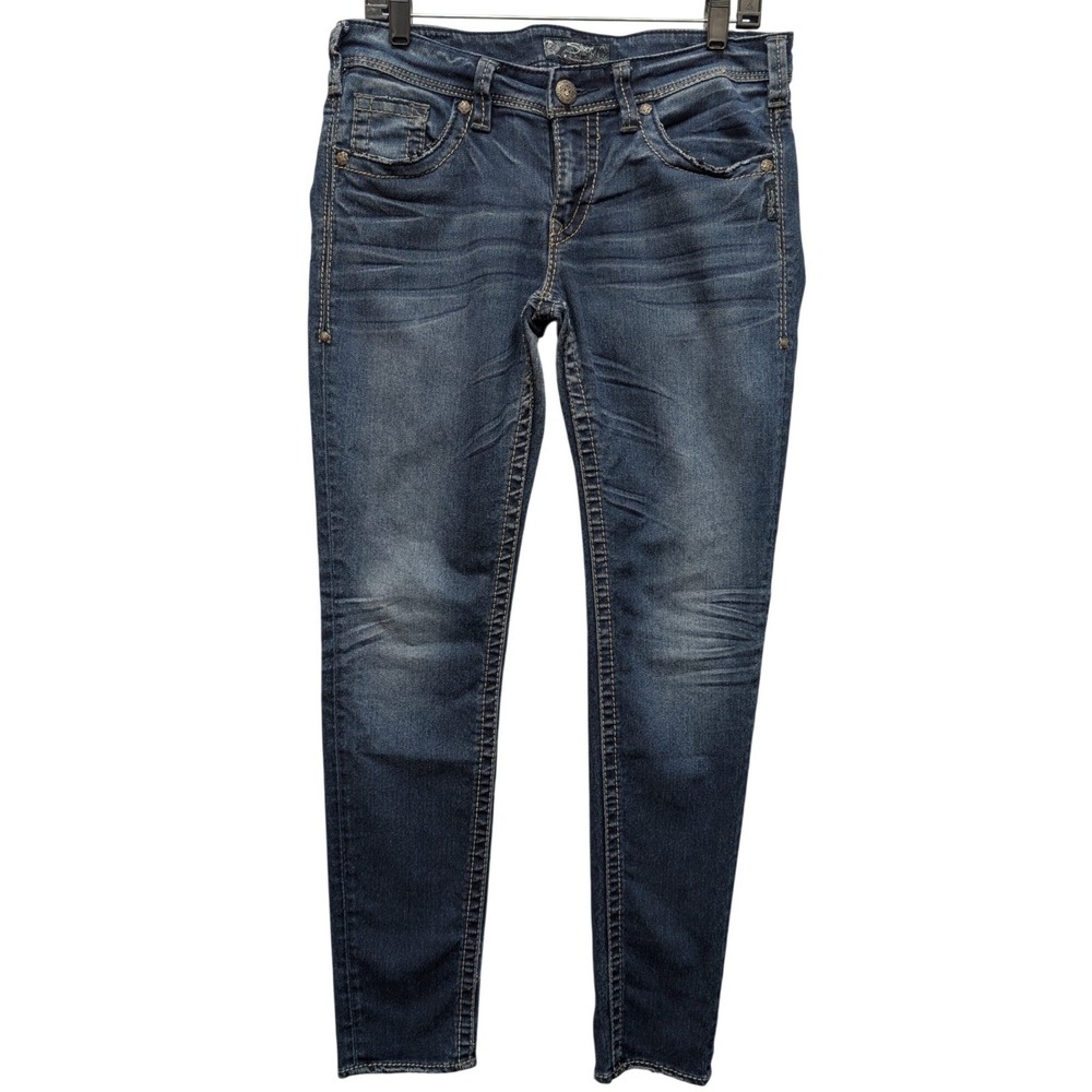 Silver Jeans Co Kelli Boyfriend Womens 28x31 Dark Wash Contrast Stitching